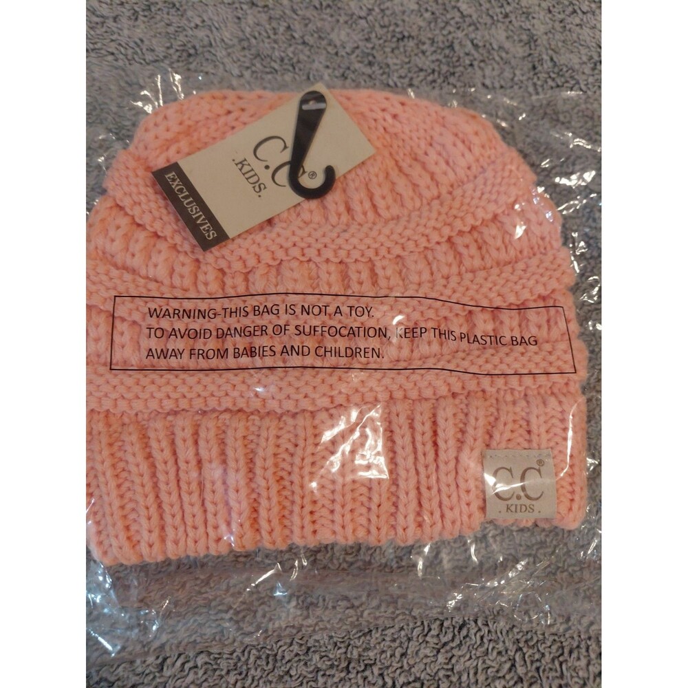 Cc Kids Exclusives Peach Osfm Cable Knit Beanie